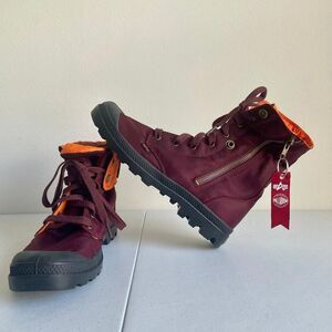 SOLD Palladium x Alpha Industries Baggy Zip Ma-1 Women's 11 Maroon Boots